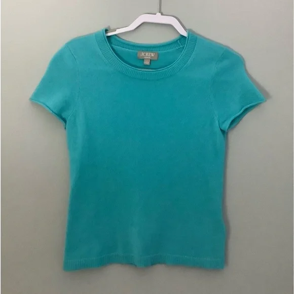 J CREW Turquoise Cashmere Relaxed T-Shirt Size S - Picture 2 of 8